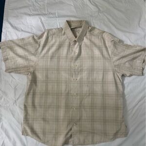 Tommy Bahama Beige Plaid Casual Button Down Shirt